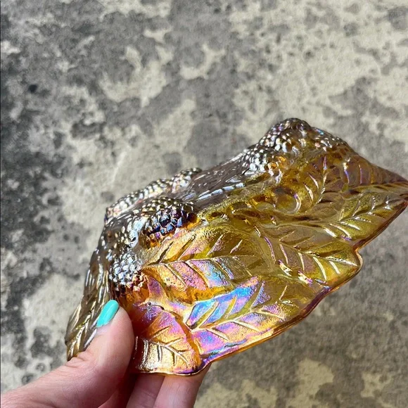 Iridescent Glass Leaf Bowl - Picture 8 of 12